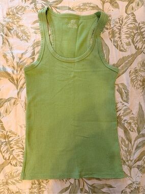 aerie Green Waffle Knit Scoop Neck Tank